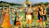 Кришна с гопи и пастушками во Вриндаване, художник Шарма