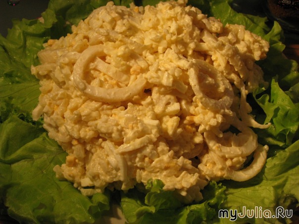 Рецепт салат кальмары с рисом