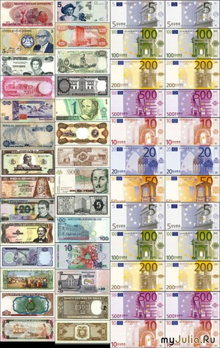 все деньги мира и евро