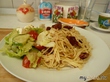 Итальянская паста с анчоусами и салат с улитками